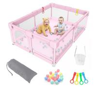 Aocase Parque Infantil Bebe, Centro de Actividades Infantiles con Espuma Anticolisión, con Cremallera Redonda, Corralito de Seguridad para Bebés y Niños Pequeños,Rosado,120x120x60cm