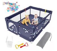 Aocase Parque Infantil Bebe, Centro de Actividades Infantiles con Puerta Lateral Corralito Bebe para Actividades con Malla Transpirable y Protecciones Ideal para casa y jardín,Dark Blue,150x200x60cm