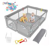 Aocase Parque Infantil Bebe, Corralito Bebe, Centro de Actividades Infantiles con Espuma Anticolisión, Parque de Juegos Bebe Antideslizante, para niños de Interior y Exterior,Light Gray,180x200x60cm