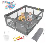 Aocase Parque Infantil Bebe, Corralito Bebe, Centro de Actividades Infantiles con Espuma Anticolisión, Parque de Juegos Bebe Antideslizante, para niños de Interior y Exterior,Dark Gray,200x200x60cm
