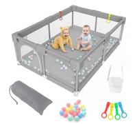 Aocase Parque Infantil Bebe, Parque Infantil De Tela Oxford para BebéS, Centro de Actividades Infantiles con Espuma Anticolisión, Malla Transpirable Y Puerta con Cremallera,Light Gray,120x160x60cm