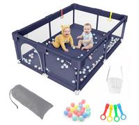 Aocase Parque Infantil Bebe, Parque Infantil De Tela Oxford para BebéS, Centro de Actividades Infantiles con Espuma Anticolisión, Malla Transpirable Y Puerta con Cremallera,Dark Blue,150x180x60cm