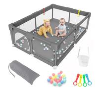 Aocase Parque Infantil Bebe, Parque Infantil De Tela Oxford para BebéS, Centro de Actividades Infantiles con Espuma Anticolisión, Malla Transpirable Y Puerta con Cremallera,Dark Gray,180x200x60cm