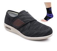 Aocase Zapatos Diabéticos para Hombre Pies Hinchados Zapatos Edema Ajustables Zapatos para Personas Mayores Transpirables Antideslizantes Zapato Vendaje Ortopédico,Black Gray,43EU