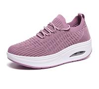 Aocase Zapatos para Caminar para Mujer Informales sin Cordones con Colchón de Aire de Malla Transpirables de Punto Superior Zapatillas Zapatos Ortopédicos para Diabéticos,Rosado,38