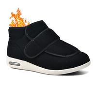 Aocase Zapatos para DiabéTicos Hombre Botas de Nieve Invierno Calientes Piel Forradas Zapatillas Pie Ancho Especial Mujer Caminar apatos OrtopéDicos Ortopédicos Calzado Pies Anchos,Negro,42 EU