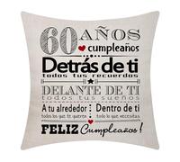 Aocaso cumpleaños Regalo para Mujeres y Hombres: Fundas de Cojín para 60 Años Feliz cumpleaños Inspiracional para Esposa, Marido, Mamá, Papá, Tío, Abuelo, Abuela (60)