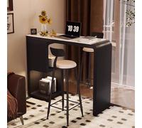 AOCDNEK Mesa Larga con Efecto Piedra Color Crema for el hogar,Ideal for balcón,Resistente a arañazos y al Desgaste,Ideal for Sala de Estar,Bar y Tienda de té de Burbujas(A Black,47.2x15.7x41.3in)