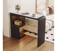 AOCDNEK Mesa Larga con Efecto Piedra Color Crema for el hogar,Ideal for balcón,Resistente a arañazos y al Desgaste,Ideal for Sala de Estar,Bar y Tienda de té de Burbujas(B Black,63x15.7x41.3in)