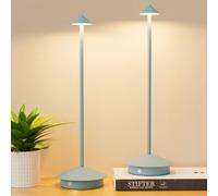 Aoceley Paquete de 2 lámparas de mesa LED recargables de 6000 mAh, inalámbricas, 3000 K-6000 K, lámparas táctiles de atenuación continua con función de memoria, luz de mesa de aluminio impermeable