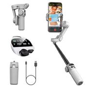 AOCHUAN Estabilizador de cardán Smart X2 para iPhone, varilla de extensión incorporada de 20 cm, cardán de mano de 3 ejes, trípode de seguimiento plegable con pantalla OLED, grabación de video, blanco