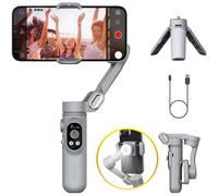 Estabilizador de Móvil,Gimbal Estabilizador para Móvil con Luz de Relleno,Portátil y Plegable,3 Ejes Estabilizador Móvil para Videoblogs, Vídeos de Youtube y TikTok,AOCHUAN Smart X