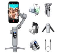 Estabilizador de Móvil,Gimbal Estabilizador para Móvil con Luz de Relleno,Portátil y Plegable,3 Ejes Estabilizador Móvil para Videoblogs, Vídeos de Youtube y TikTok,AOCHUAN Smart X