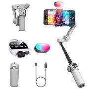 AOCHUAN Smart X2 3 Ejes estabilizador de cardán para teléfono con luz de Relleno RGB, Poste de extensión Incorporado, Pantalla OLED, Tomas nocturnas, grabación Video, X2 Kit Blanco