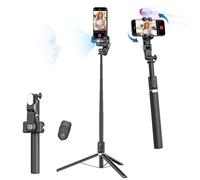 AOCHUAN Trípode de seguimiento facial automático de rotación de 360 grados con soporte, trípode de palo selfie para iPhone Android con luz RGB, control remoto, soporte de teléfono para grabación de