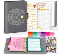 Aocii Presupuesto de planificador de presupuesto, español, A6, planificador de presupuesto, con diseños españoles, planificador de dinero, planificador financiero, pegatinas (gris)