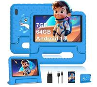 AOCWEI Tablet Niños Android 13, Tablet 7 Pulgadas |7GB RAM 64GB ROM Ampliable a 512GB |Kids Educativos |Control parenta l4 Core | WiFi 6 |Bluetooth 5.0|Dual Cámara |Funda EVA-Azul