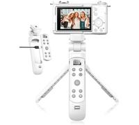 Aodelan - Trípode inalámbrico con control remoto recargable para Sony con pantalla OLED para vlogging para ZV-E10, ZV-1F, RX100 VII, a6100, a6400, a9 II; reemplaza Sony GP-VPT2BT (blanco)