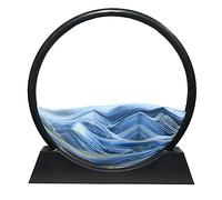 Aoderun Pintura de Arena Que Fluye Paisaje Dinámico Marco de Arena de Vidrio Redondo 3D Reloj de Arena Decoración Arte para Oficina hogar Sala Escritorio(Azul,12")