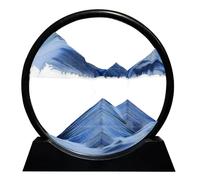 Aoderun Pintura de Arena Que Fluye Paisaje Dinámico Marco de Arena de Vidrio Redondo 3D Reloj de Arena Decoración Arte para Oficina hogar Sala Escritorio(Nuevo Azul,12")
