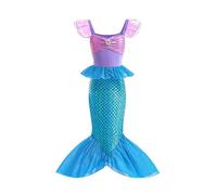 AODOKAT Disfraz Vestido Sirenita Niña Princesa Ariel Sirena con Peluca de Pelo para Cumpleaños Carnaval Halloween con Accesorios 4 a 12 años (Solo Vestido, 6-7 años)