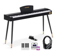 AODSK AD-X1 - Teclado digital para principiantes con 88 teclas, piano eléctrico de tamaño completo para principiantes, con soporte de partitura, pedal, adaptador de corriente, compatible con modo de