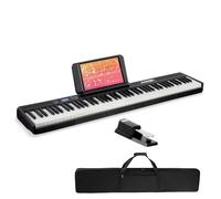 Aodsk Piano de teclado de 88 teclas, piano digital portátil para principiantes, 128 tonos, 128 ritmos, 20 canciones de demostración, con pedal de sostenimiento, funda de transporte, lecciones de piano