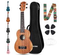 AODSK Ukelele de concierto para principiantes de 58 cm con correa para bolsa de concierto, cuerda de nailon, 4 púas, regalo de vacaciones