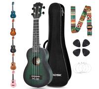 AODSK Ukelele verde de concierto para principiantes, 23 pulgadas, con correa para bolsa de concierto, cuerda de nailon, 4 púas, regalo de vacaciones