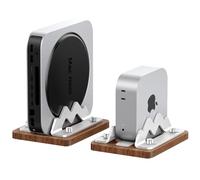 AODUKE AJBK03M - Soporte de madera de nogal para MacMini M4 M3 M2 M1, soporte vertical para micro computadora de escritorio, estante de almacenamiento lateral, soporte ajustable ancho de ranura (1-2.2