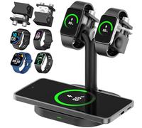 AODUKE Base de carga inalámbrica universal 3 en 1 para reloj doble, ajustable, soporte de carga inteligente para monitor de fitness, para Samsung/AGPTEK/Fitbit/Xiaomi/FITVII/RUIMEN/Amazfit/Fitpolo