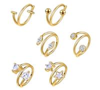 AoedeJ 6 aros de nariz de 16 G, de acero quirúrgico, de 8 mm/10 mm, para tragus, tabique, anillo de clicker para mujeres y hombres, aretes de cartílago de caracola, joyería de piercing, 1.2*10mm