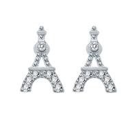AoedeJ Eiffel Tower - Pendientes de tuerca de plata de ley 925 con pequeñas circonitas cúbicas para mujeres y niñas