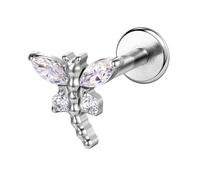 AoedeJ G23 - Pendientes de tuerca de titanio con rosca interna de 16 g, parte trasera plana, circonita cúbica pequeña, nariz pequeña, hélice, cartílago, tragus, caracola, labret, medusa, monroe