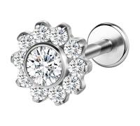 AoedeJ G23 - Pendientes de tuerca de titanio con rosca interna de 16 g, parte trasera plana, circonita cúbica pequeña, nariz pequeña, hélice, cartílago, tragus, caracola, labret, medusa, monroe