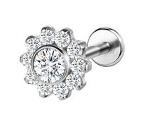 AoedeJ G23 - Pendientes de tuerca de titanio con rosca interna de 16 g, parte trasera plana, circonita cúbica pequeña, nariz pequeña, hélice, cartílago, tragus, caracola, labret, medusa, monroe