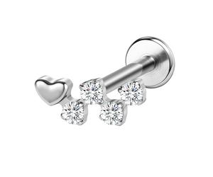 AoedeJ G23 - Pendientes de tuerca de titanio con rosca interna de 16 g, parte trasera plana, circonita cúbica pequeña, nariz pequeña, hélice, cartílago, tragus, caracola, labret, medusa, monroe