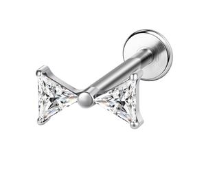 AoedeJ G23 - Pendientes de tuerca de titanio con rosca interna de 16 g, parte trasera plana, circonita cúbica pequeña, nariz pequeña, hélice, cartílago, tragus, caracola, labret, medusa, monroe