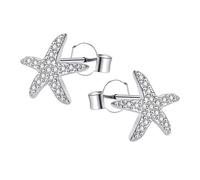 AoedeJ - Pendientes de botón de plata de ley y circonita cúbica con diseño de estrella de mar danzante para mujeres y niñas style 1