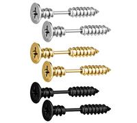 Aoedej Pendientes de tornillo de oro de 16 g para mujeres y hombres, aretes punk, aretes de acero quirúrgico, cartílago, caracola, tragus, hélice, piercing, 1.2*6mm, Acero inoxidable, No es una piedra