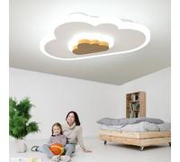 AOEH Lámpara de techo LED de nube, lámpara de techo regulable para jardín de infantes con control remoto, luz blanca de madera de 43 W, lámpara de techo para niños, habitación de niños, habitación de