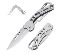 Aoelgoo 2 Piezas Navaja de Bolsillo Navaja Plegable, Mini Cuchillo, Cuchillo EDC para Camping al Aire Libre (Plata)