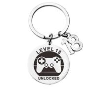 AOEVUIR 1 Pcs Llavero Para 18 CumpleañOs Regalos Para NiñOs Llavero De 18 CumpleañOs Regalo Para NiñAs/NiñOs Mejores Amigos Hijos E Hijas Acero Inoxidable Silvery