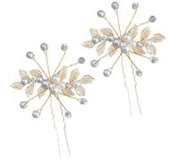 AOEVUIR 2 Pcs Tocados de Pelo Boda Peinetas para el Pelo de Novia Horquillas de Pelo de Perla y Flores Adorno Pelo Boda Invitada para Novia Dama de Honor