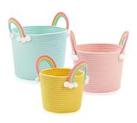Aofangshiye 3 Piezas Juego de cestas de Almacenamiento pequeñas, cestas Tejidas, cestas de Regalo, cestas de Almacenamiento Infantil, cestas de Juguete, cestas de Cuerda con Mango