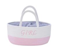 AOFANGSHIYE Cesta Organizadora Rosa Pañales Niña | Con Divisores para Toallitas y Cremas | Almacenamiento Habitación Infantil y Baño