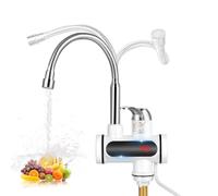 Aofesel Grifo Eléctrico con Calentador de Agua, 220V 3000W Grifo Eléctrico de Acero Inoxidable para Cocina, Baño, Camper, Indicador de Temperatura LCD, Giratorio 360°, Calentador de Agua Instantaneo
