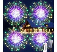 Aofonchy 4 luces solares de jardín de fuegos artificiales, 600 LED colgantes, cadena de hadas de diente de león con 8 modos, impermeable, decorativa, estallido de estrellas para patio, boda, Navidad
