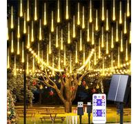 Aofonchy Guirnalda Luces Solar Meteoros Lluvia 10Tubos 30CM 240LEDs Impermeables Luce Navideñas, Solar & USB Luces de Ducha de Meteoritos con Control Remoto para Jardín Patio Navidad Bodas Fiesta