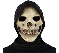 Aofonchy Máscara de Calavera Halloween, Máscara Terror Espeluznante Completa Látex Máscaras Casco de Esqueleto con Pañuelo en la Cabeza para Fiesta de Halloween Carnaval Cosplay